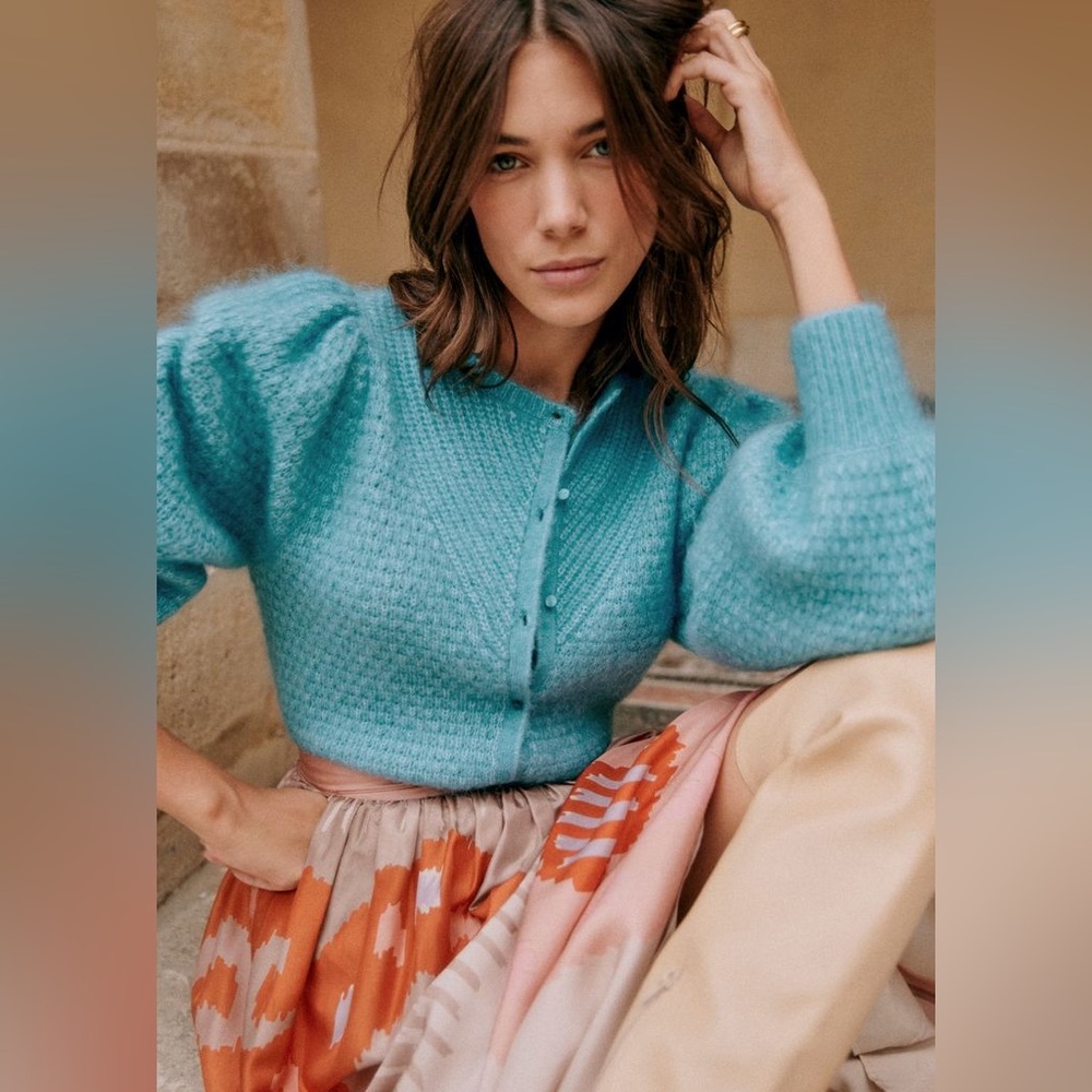 EUC Sézane Solena Cardigan in Blue Lagoon | XS